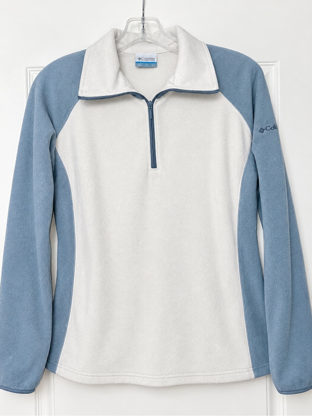 Columbia Women’s Half-Zip Fleece Pullover - White & Light Blue - Large